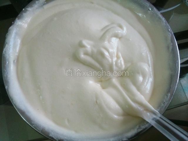 这是拌匀后的，不能画圈拌，上下拌，像炒菜，画圈会消泡的。