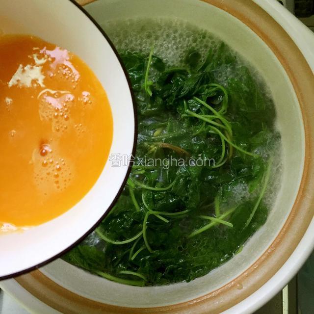 再加入蛋液，加盐调味