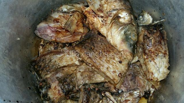 炸好的鱼放入锅内