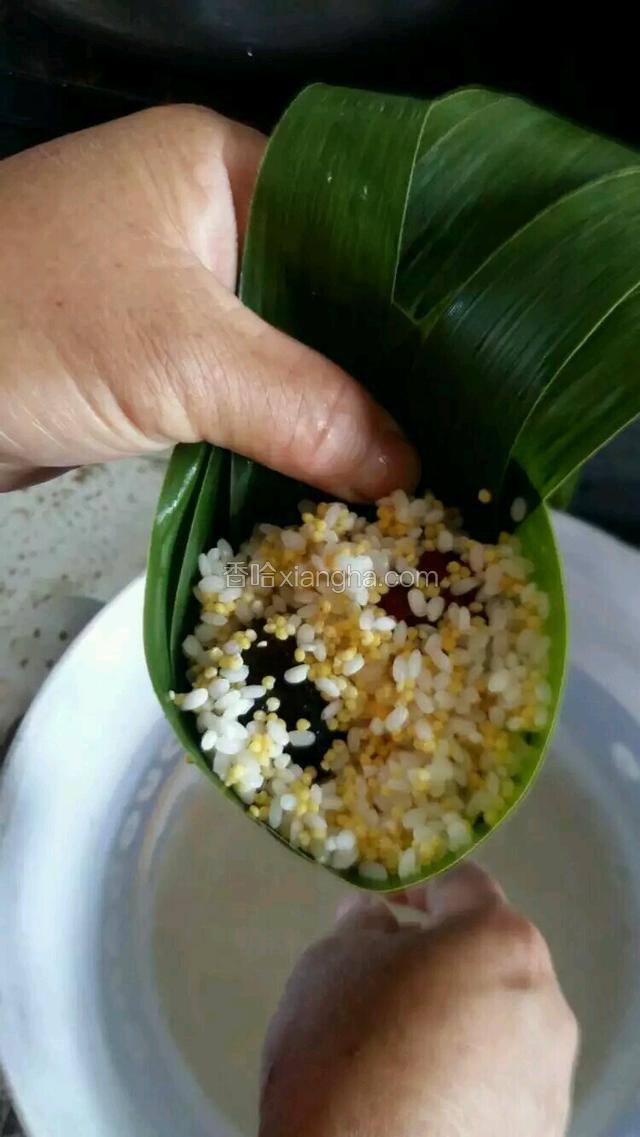 中间间隔放上狗头枣或者蜜枣，这样包出的粽叶软糯不硬。