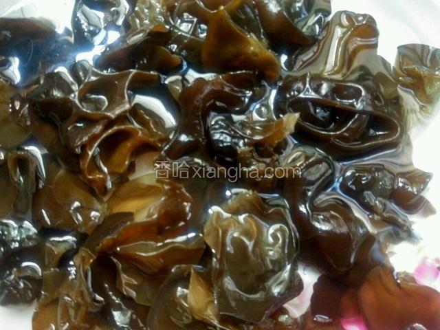 泡发木耳，摘选，清洗，撕碎片
