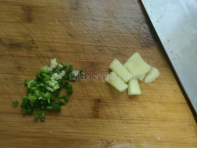 生姜切片，葱切未。