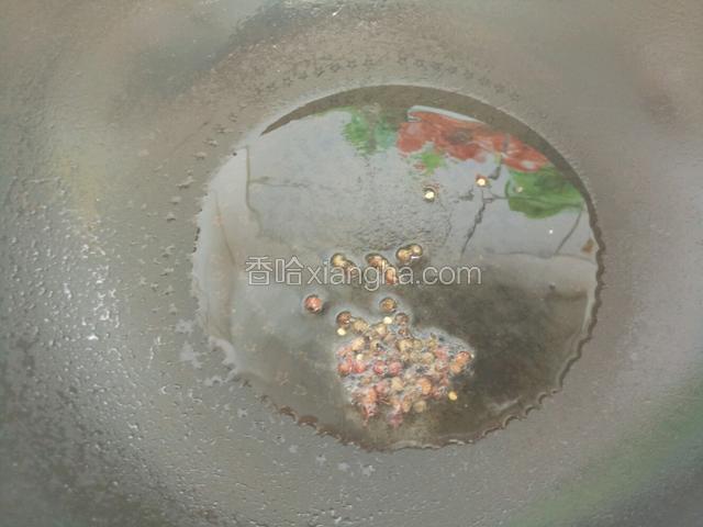 锅中烧油下花椒，麻椒。
