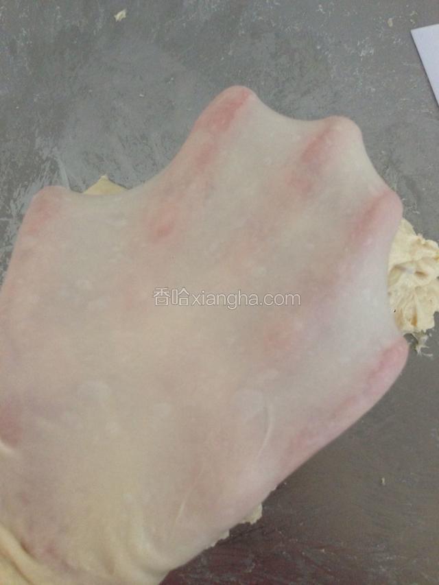 加入黄油揉至完全阶段，滚圆后室温发酵至2.5倍大