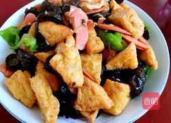 火腿木耳炒豆腐的做法图解7