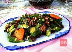 秋葵炒山核桃仁的做法图解7