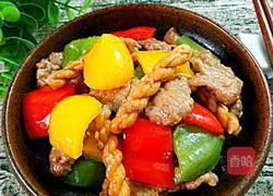 彩椒麻花肉片的做法图解8