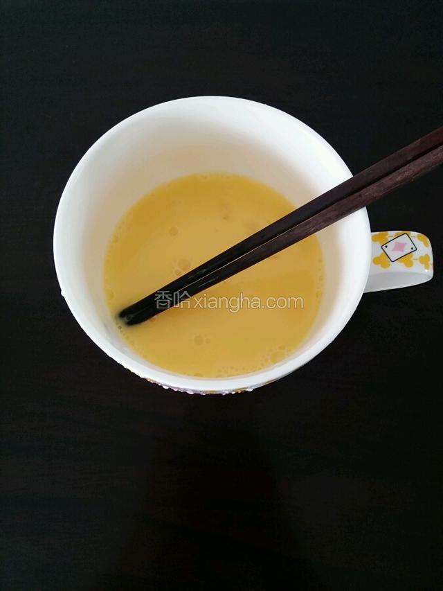 鸡蛋磕入碗中打散