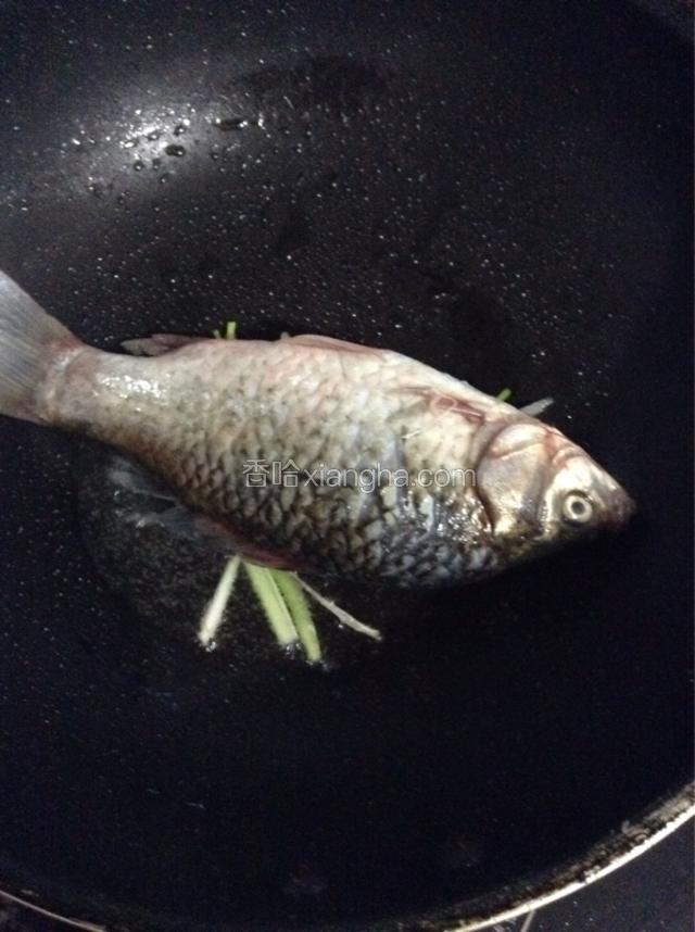 放入鲫鱼大火煎制。
