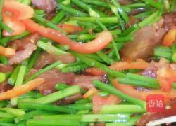彩椒韭菜花炒酱腊肉的做法图解3
