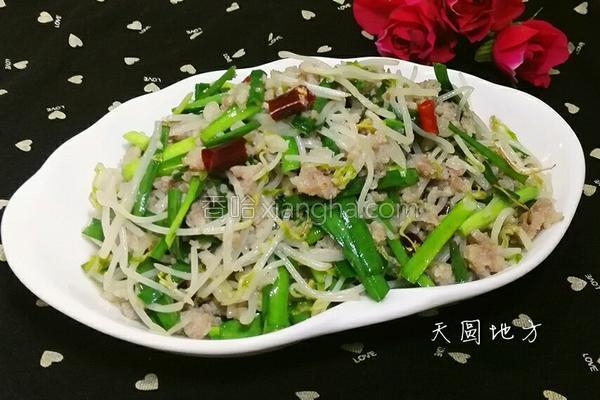 绿豆芽炒肉沫