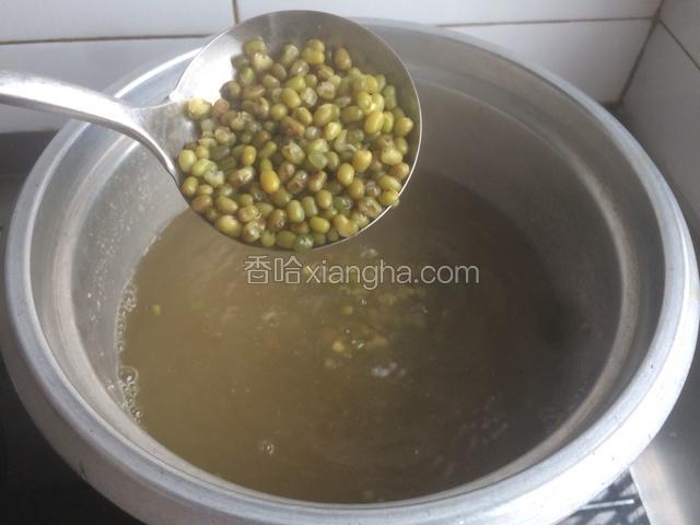 用小火焖至绿豆开花