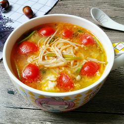 圣女果金针菇鸡蛋汤的做法[图]