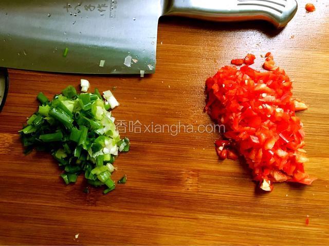 红辣椒和葱切末
