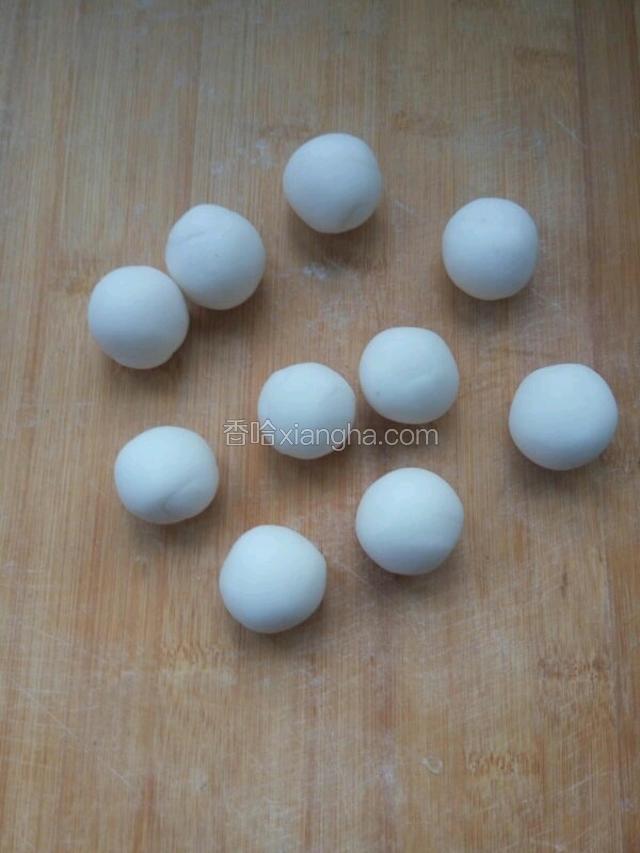 分成尽量均匀的剂子，团匀，放盆里盖住，随用随取，以免面剂子风干干裂影响使用