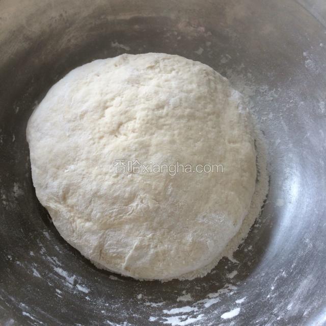 发酵粉用温水冲开，加入适量温水和面，以不烫手为主，面团可以和硬一点