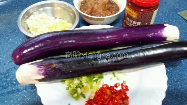 准俻食材~茄子~豬肉~蒜~蔥~紅辣椒~豆瓣醬