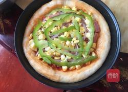 火腿蔬菜披萨，（面包机发面）的做法图解11