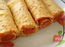 胡萝卜鸡蛋饼卷火腿肠的做法图解10