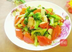 炒红椒西兰花的做法图解8