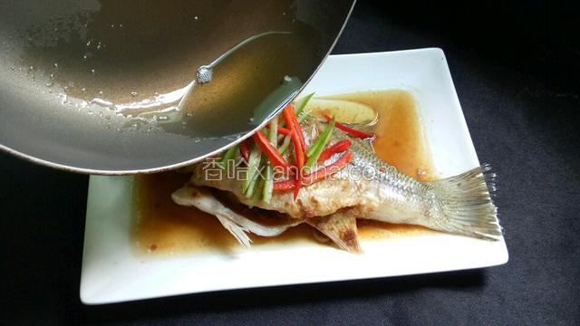 淋在蒸好的鲈鱼表面即可食用。