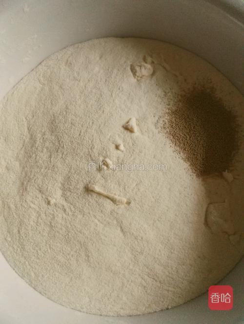 面粉放入容器加入酵母