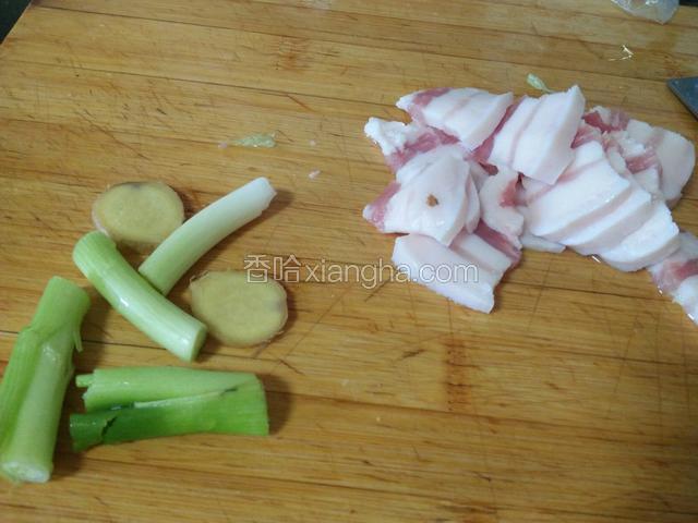 肉切片，姜切片，葱切段