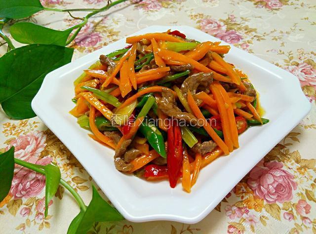 红萝卜丝炒牛肉丝