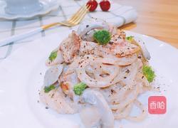 奶油培根蘑菇意面的做法图解14