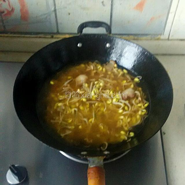 加适量清水，没过豆芽即可。