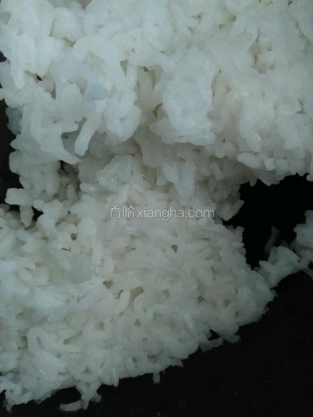 准备好剩米饭（提前一晚冷藏，炒出来的饭颗粒分明）