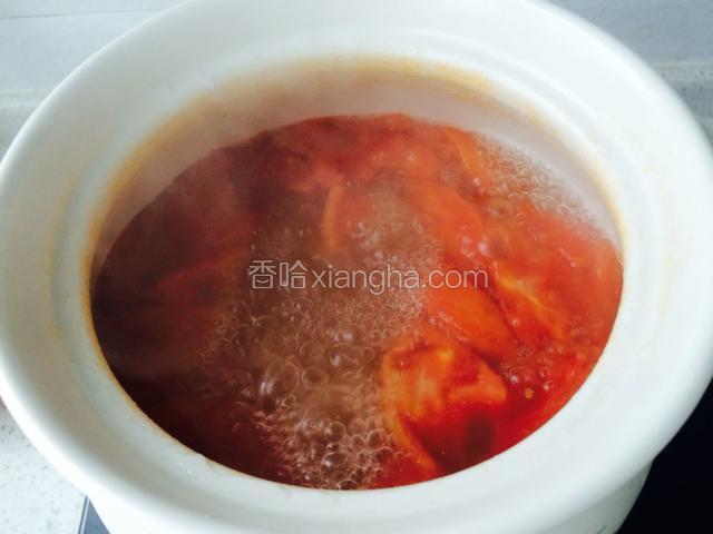 最后半个小时放西红柿。（西红柿去皮后切块切丁都可以）