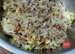 Illustration of how to make mung bean sprouts and egg fried rice 9