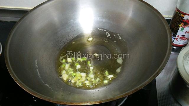 热锅下油，油热下葱蒜末爆香