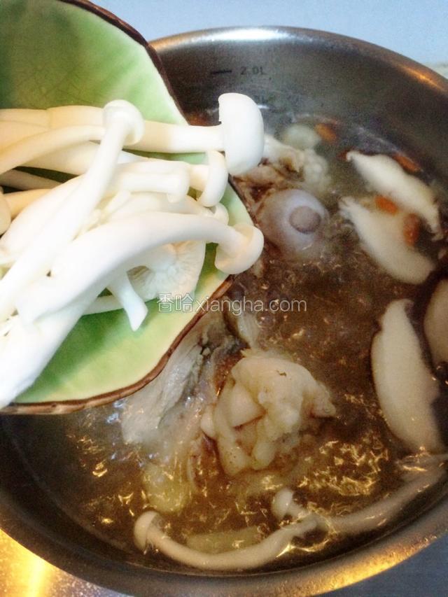十分钟左右加入白蘑菇