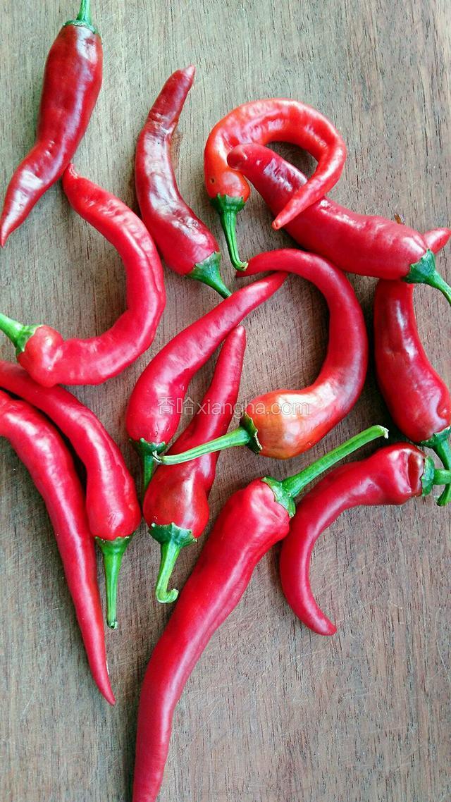 红辣椒洗净风干。