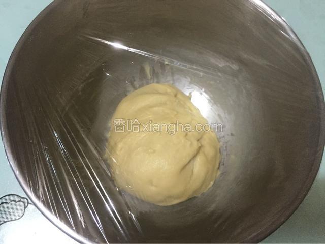 盖保鲜膜放在温暖处发酵至2-2.5倍大