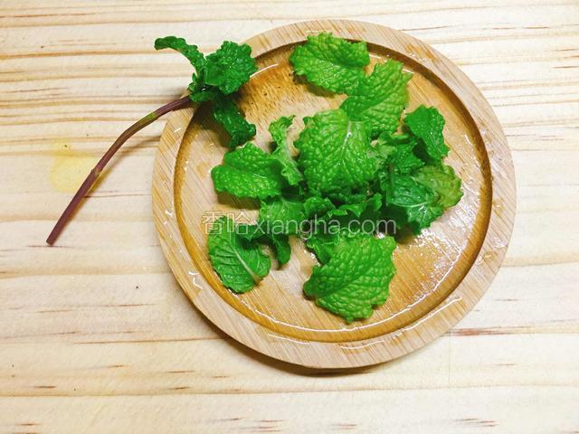 薄荷叶摘下洗净。