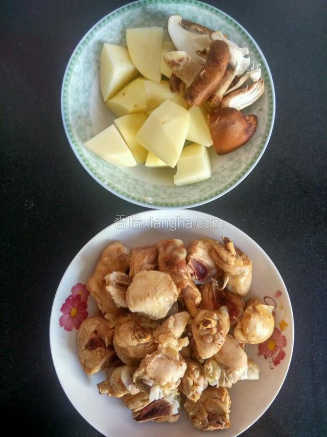 土豆香菇切块
