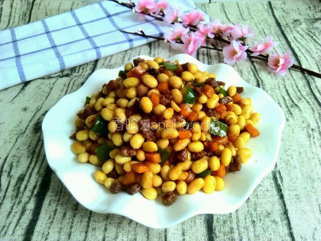 肉沫炒黄豆