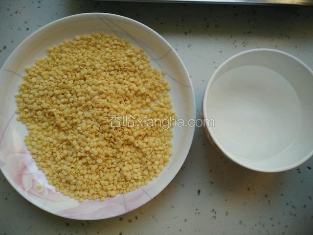 准备玉米片和一小碗水