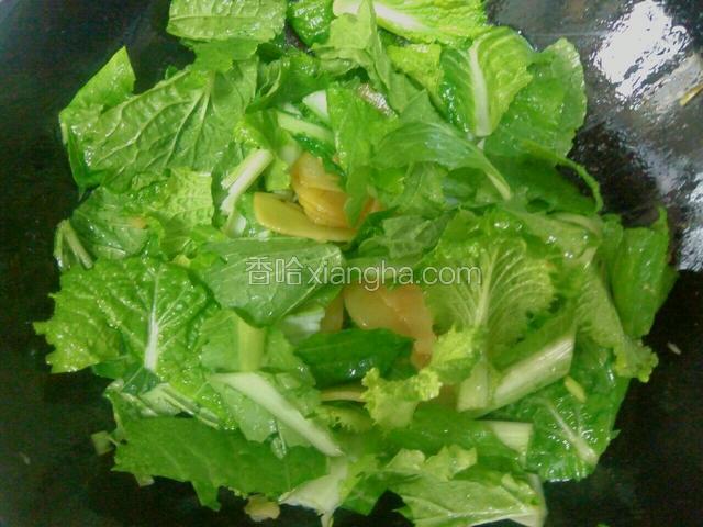 加入白菜翻炒