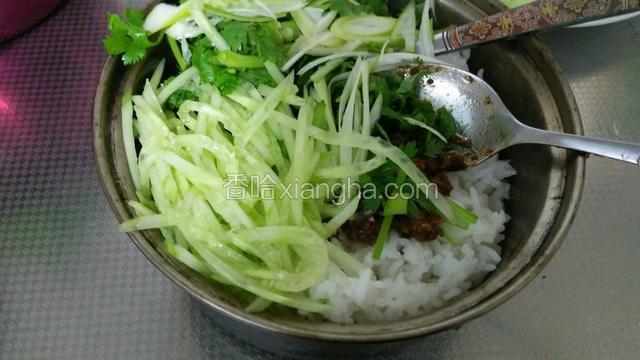 加黄瓜丝，香菜，葱末