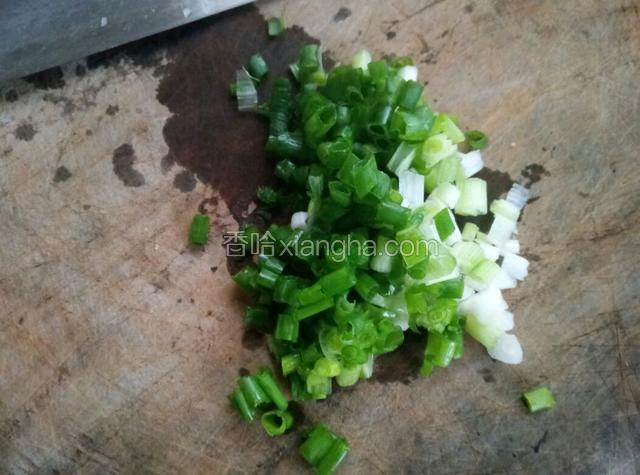待猪脚沥水的空档，我们把葱切丁备用。