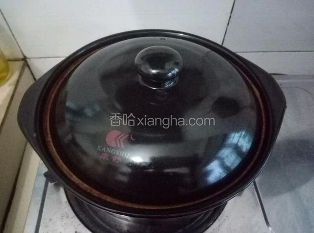 盖好砂锅盖，大火烧开转中火慢炖30分钟。