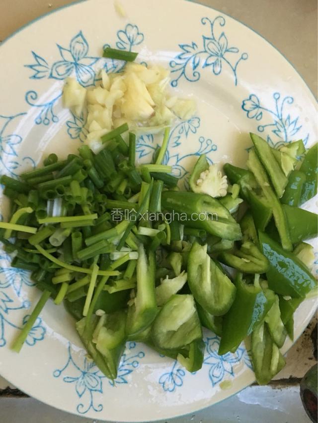 辣椒和葱蒜头切好