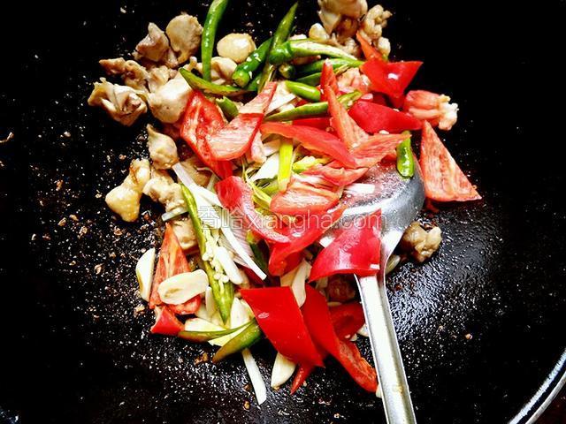 放葱姜蒜辣椒一起炒