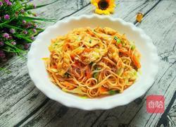 鸡蛋卷心菜炒面条的做法图解13