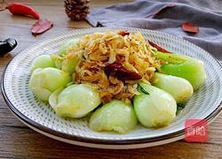 油菜炒虾皮的做法图解7