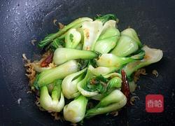 油菜炒虾皮的做法图解6